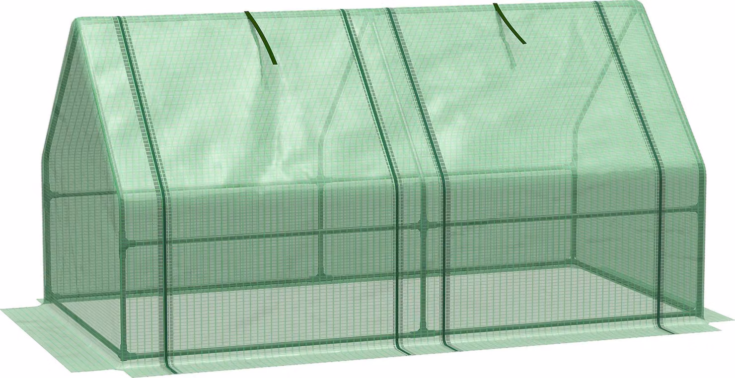 Serra Moonbite, dimensioni 270 x 90 x 90 cm, serra a tunnel stretta per piantine, con finestre a rullo, copertura in polietilene da 140 g/m², resistente ai raggi UV, realizzata in acciaio e polietilene, colore verde