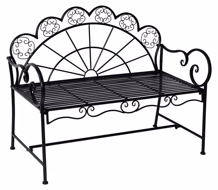 Panca da giardino in metallo per 2 persone | Colore: nero | Dimensioni: 107x55,5x88,5 cm