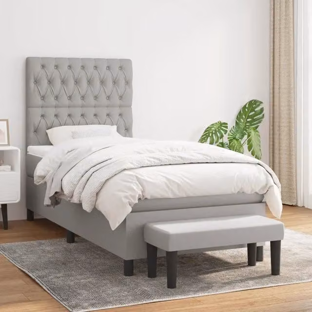 Letto Ibrido con Giroletto a Molle e Materasso vidaXL, Grigio e Bianco, L/P/H: 100 x 200 x 203 cm – 1
