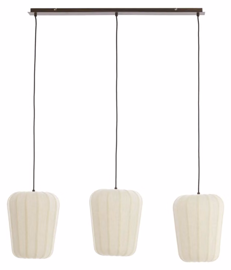 Lampada a sospensione - marrone bianco - BIBURY - legno tessile - grande lampada da tavolo da pranzo - E27 - 2993988 - Light & Living