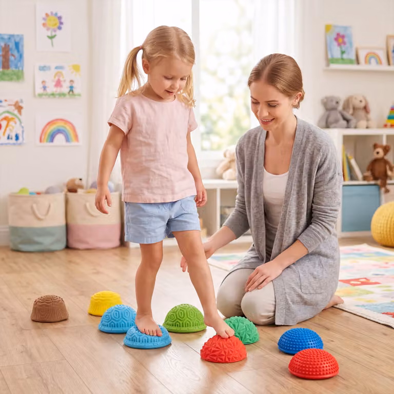 Set di 8 pietre di equilibrio Montessori Costway multicolore con superficie ruvida e fondo antiscivolo per gioco sensoriale indoor ed outdoor