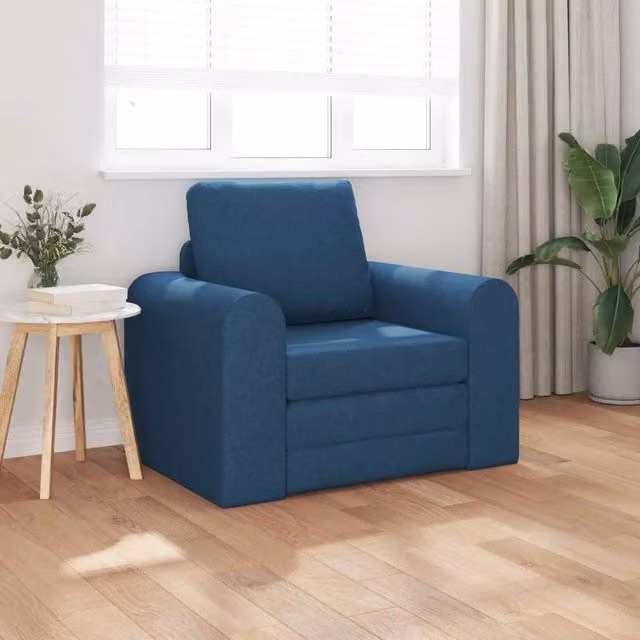 Divano letto blu vidaXL con struttura in metallo e tessuto, L: 98 cm, P: 71 cm, H: 83 cm