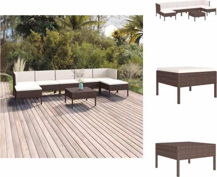 vidaXL set salotto da giardino 8 pezzi con cuscini in poly rattan marrone - Set di mobili da giardino