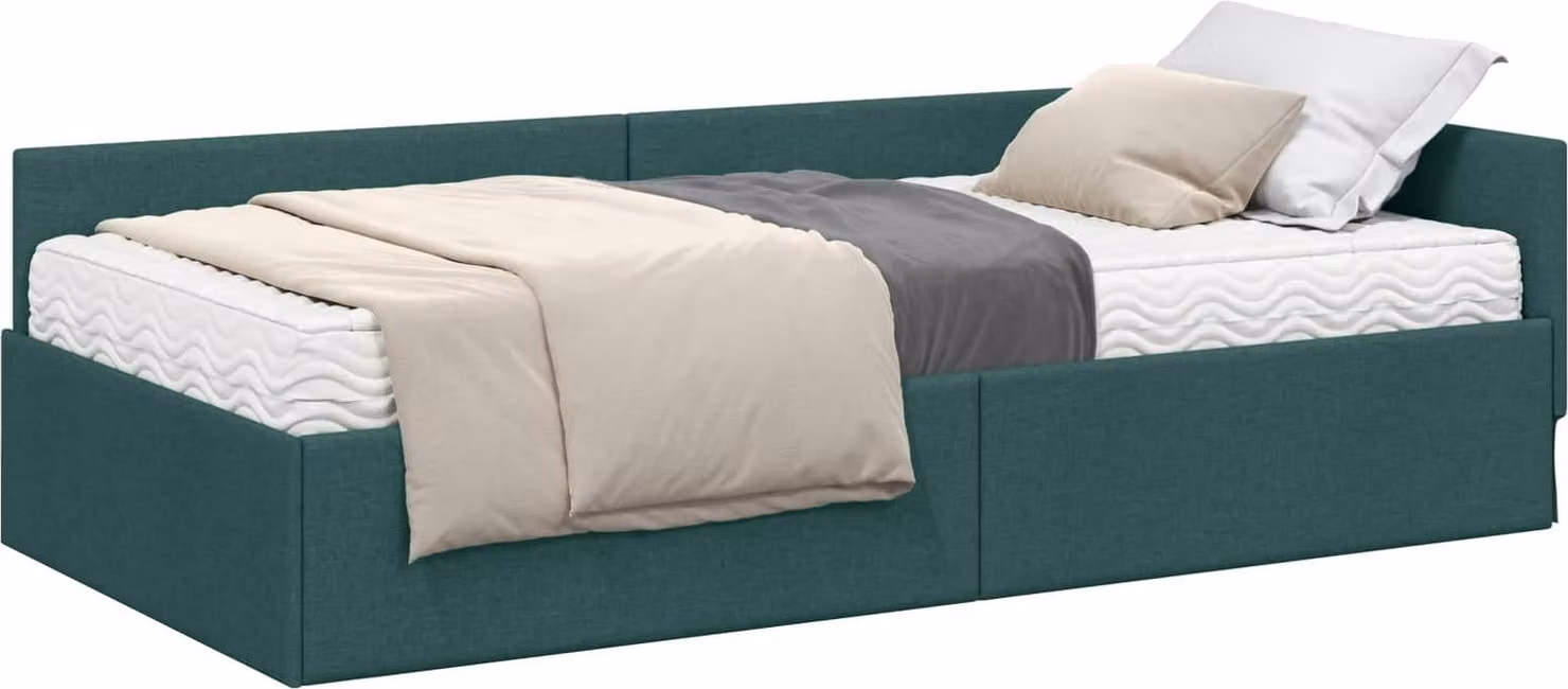 Struttura Letto Angolare con Materasso 2 pcs Verde Tessuto
