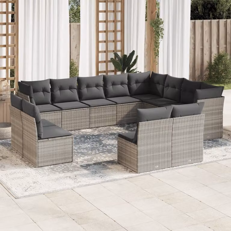 Maison Exclusive - Set Divano Giardino 12 pz con Cuscini Grigio Chiaro Polyrattan