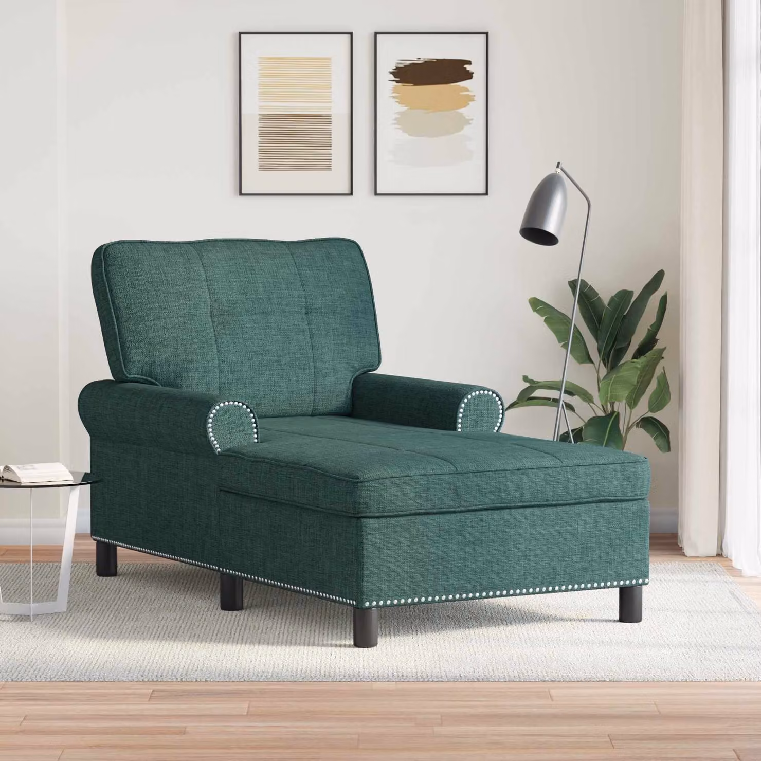 Chaise Lounge Moderna vidaXL in Tessuto Verde con Rivestimenti Rimovibili, L/P/H: 157 x 91 x 91 cm