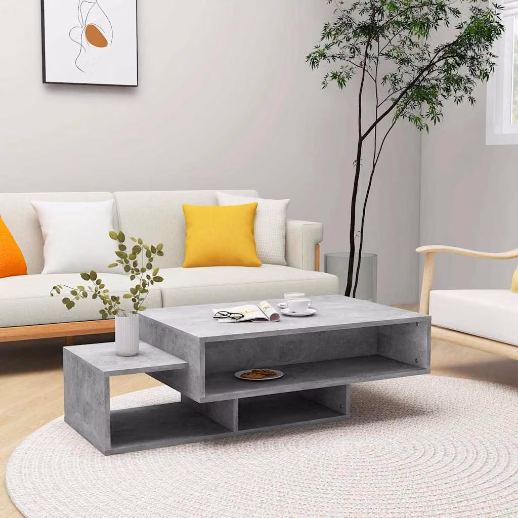 vidaXL Tavolino da salotto moderno in legno e composito, Grigio, L 105 x P 55 x H 32 cm