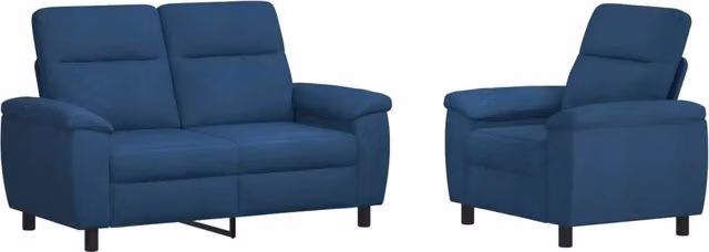 Set di 2 divani moderni vidaXL in tessuto blu con struttura in metallo per il tuo soggiorno