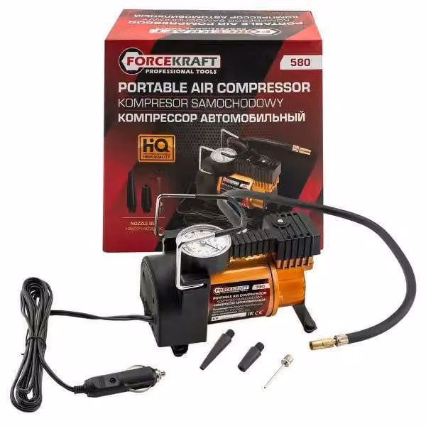 Compressore d'aria per auto, compressore a pistoni, 12V, 30 litri/minuto, con manometro, modello FK-580