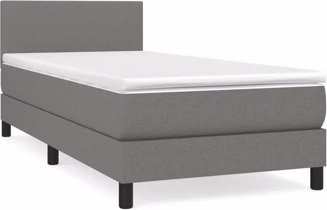 Letto singolo | Letto per adulti | Giroletto a Molle con Materasso Grigio Scuro 90x190 cm Tessuto