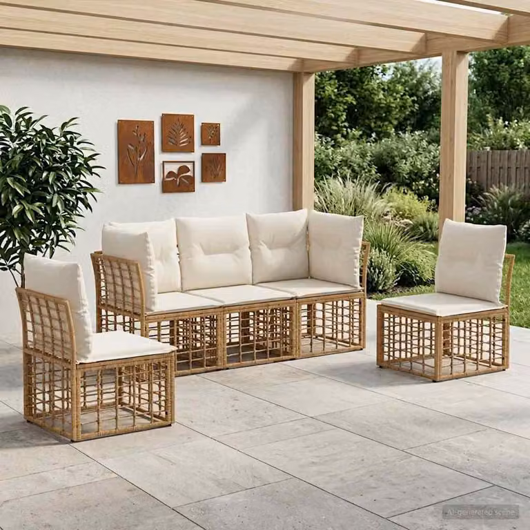 Maison Exclusive - Set divani da esterno in poliestere naturale
