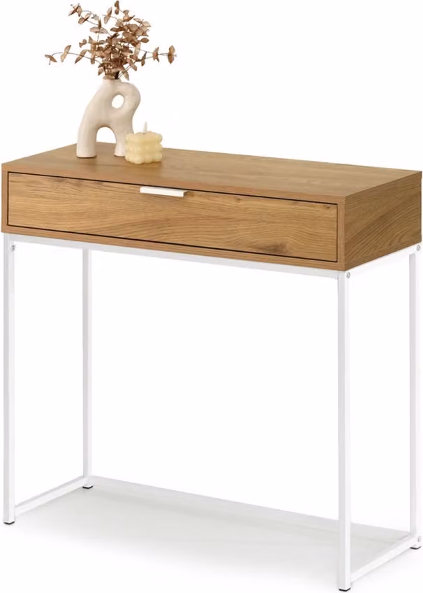 Consolle NIRAI con cassetto - rovere / bianco