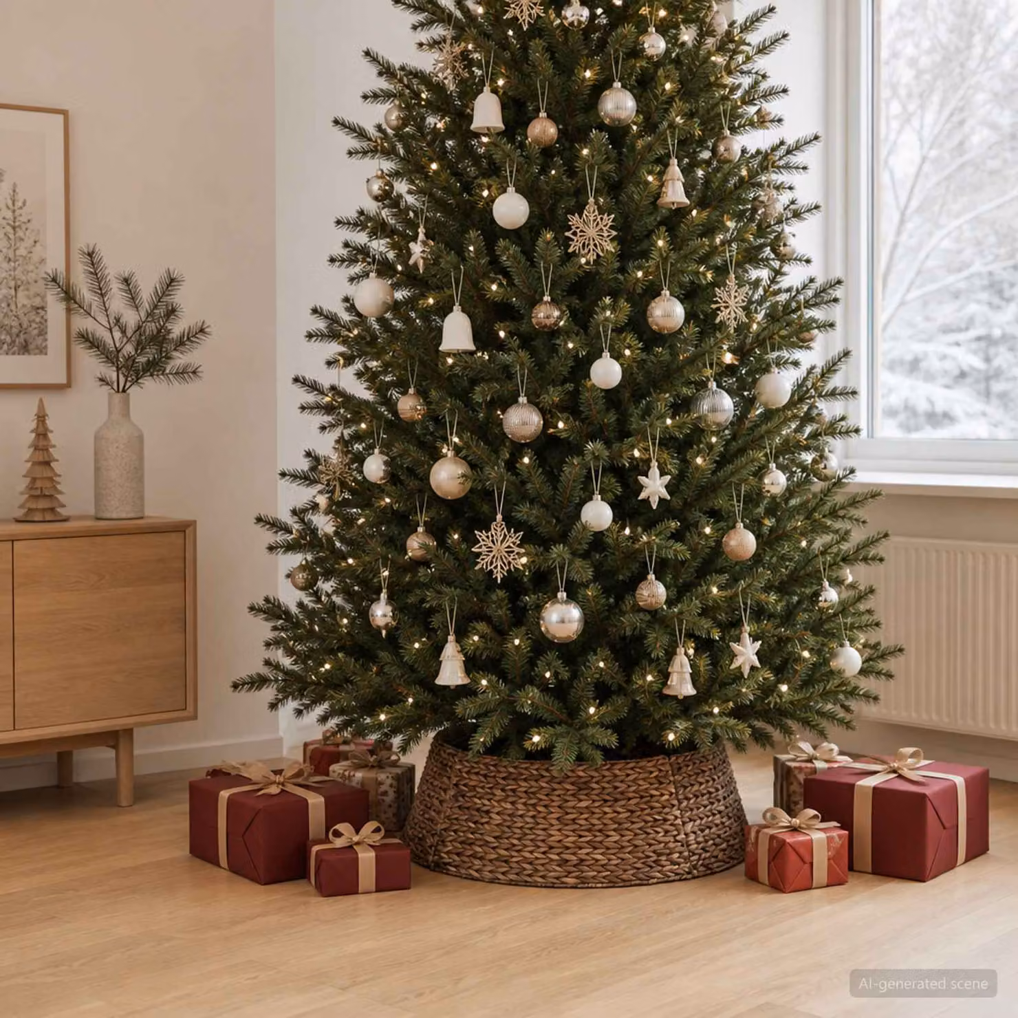 vidaXL Collare per Albero di Natale Rotondo Marrone Ø 90 x 28 cm