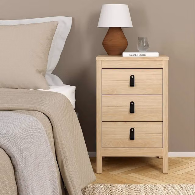 Comodino Lombardia DMORA in Rovere, Comò basso e Tavolino da notte moderno, L: 43,8 cm, P: 38,4 cm, H: 70,1 cm – 1