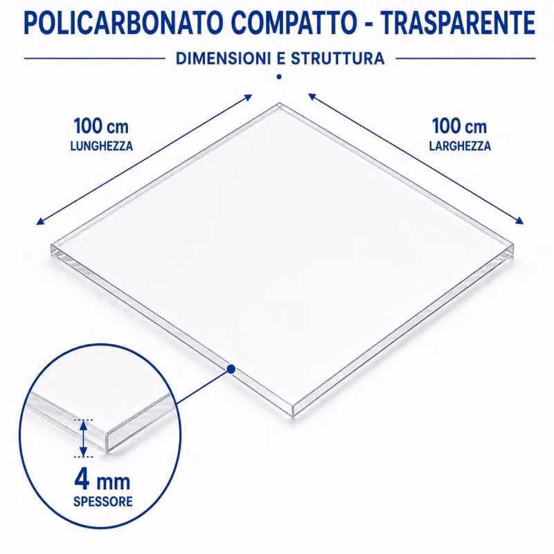 EZOOZA Pannello in Policarbonato Compatto Trasparente, Spessore: 4 mm, L/P: 100 x 100 cm, Confezione da 5 Pezzi