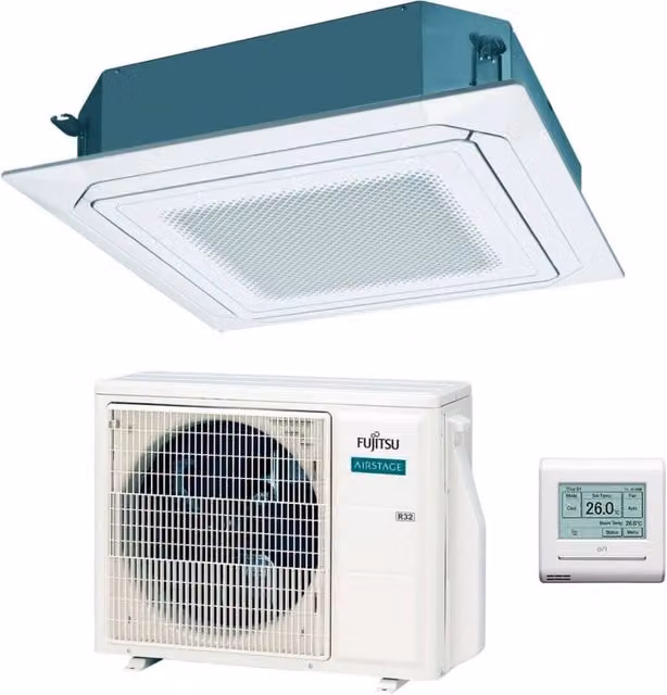 Condizionatore a Cassetta Fujitsu KR Eco Circular Flow White 18000 Btu AUXG18KRLB R-32 con Wi-Fi Opzionale, Griglia e Filocomando