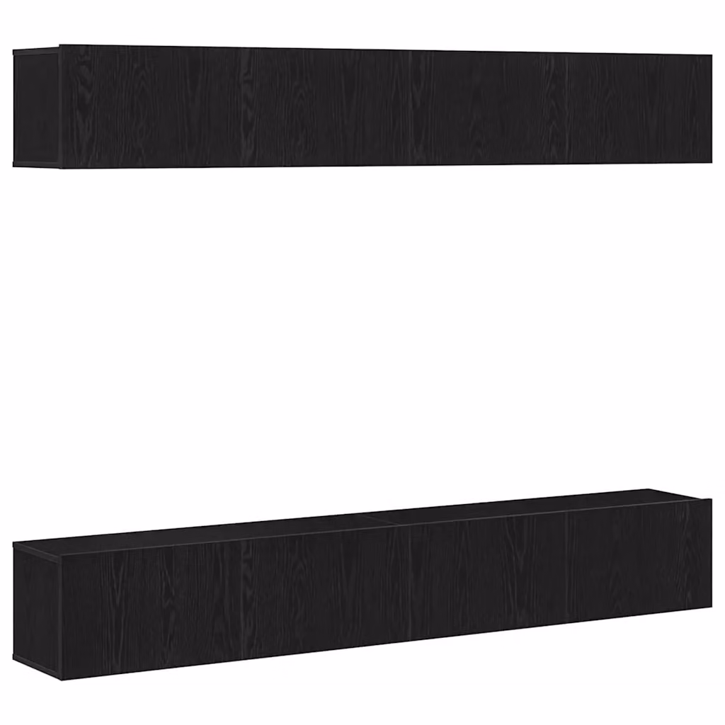 Set di 4 mobili TV moderni vidaXL in legno ingegnerizzato Rovere e Nero opaco per soggiorno – 2