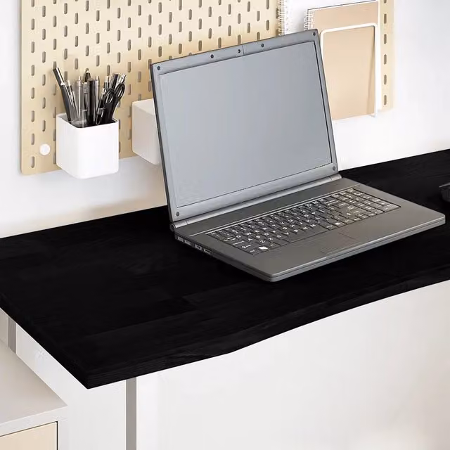 Piano per scrivania rettangolare vidaXL in rovere massello marrone, L: 140 cm, P: 60 cm, H: 2,5 cm