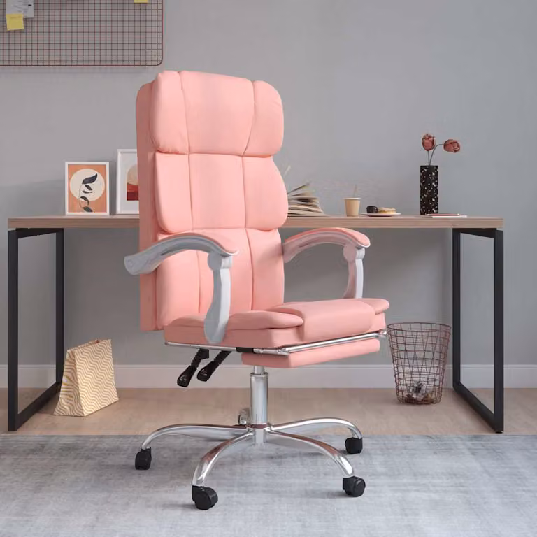 vidaXL Poltrona da Ufficio Executive Reclinabile in Similpelle Rosa con Braccioli e Ruote, L/P/H: 63 x 46.5 x 122 cm