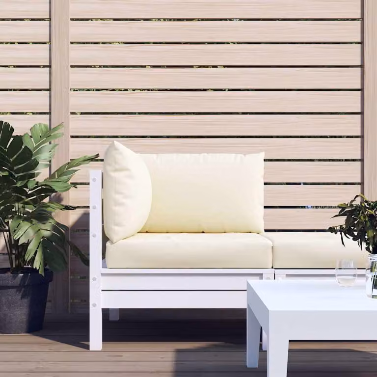 Set di 3 cuscini per pallet vidaXL in tessuto Oxford bianco e beige, impermeabili e traspiranti, L/P/H: 60 x 60 x 9,5 cm