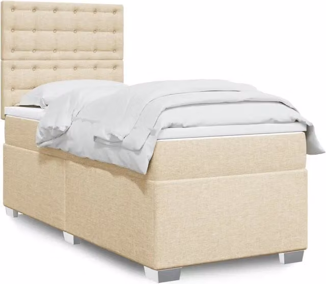 Letto Ibrido con Materasso vidaXL in Tessuto Beige e Bianco, L 80 cm x P 200 cm