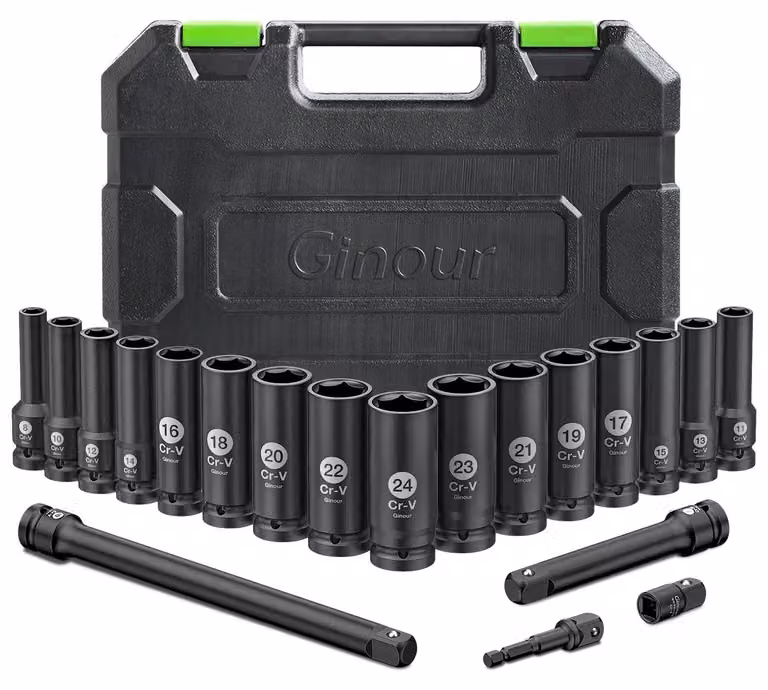 Solidchoice - Set di 20 bussole per avvitatore a impulsi con adattatore da 1/2 di pollice