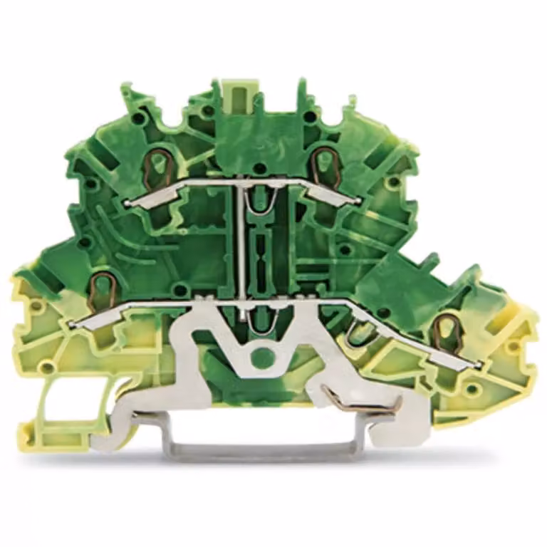 Morsetto a doppio piano WAGO; morsetto per conduttore di terra a 4 poli; 1 mm²; verde-giallo 2000-2207