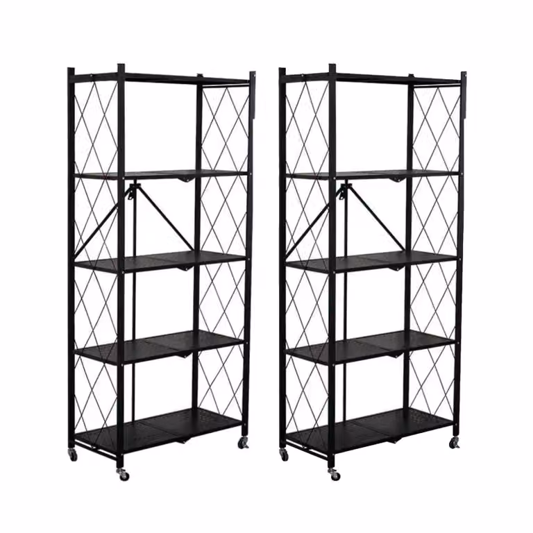 SevenComfort Scaffale da cucina Scaffale in piedi Scaffale per microonde Scaffale per tavolo da cucina a 5 livelli Carrello da cucina con set di 2 pezzi Nero