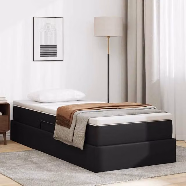 Letto con contenitore e materasso Nero 90 x 190 cm 3370142