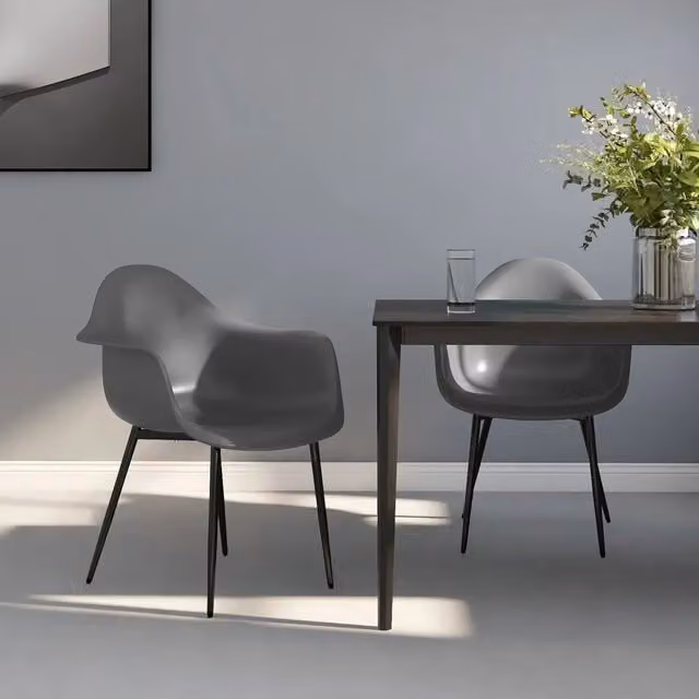 Set di 2 sedie da pranzo vidaXL in plastica e metallo grigie per cucina e sala da pranzo – 1