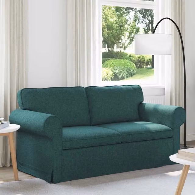 Divano moderno vidaXL in tessuto verde con struttura in metallo e coperture rimovibili L: 175 cm, P: 82 cm, H: 80 cm – 1