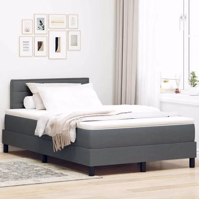 Letto a molle con strisce LED Grigio scuro 120 x 200 cm Tessuto 3342122