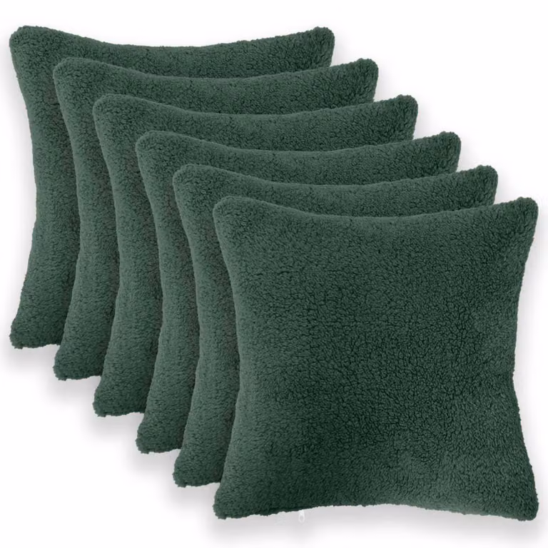 Set di 6 federe vidaXL HEERLEN in tessuto bouclé verde scuro, L 40 x P 40 cm
