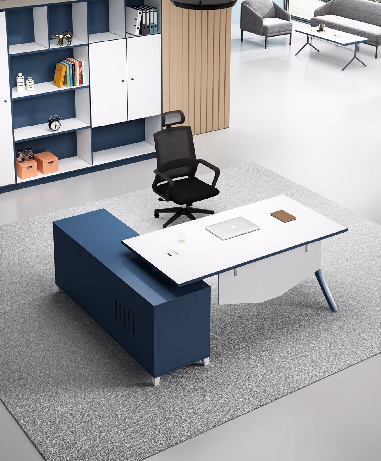 Büro Einrichtung Schreibtisch + Aktenschrank Möbel Schreibtische Tische 2tlg.Set