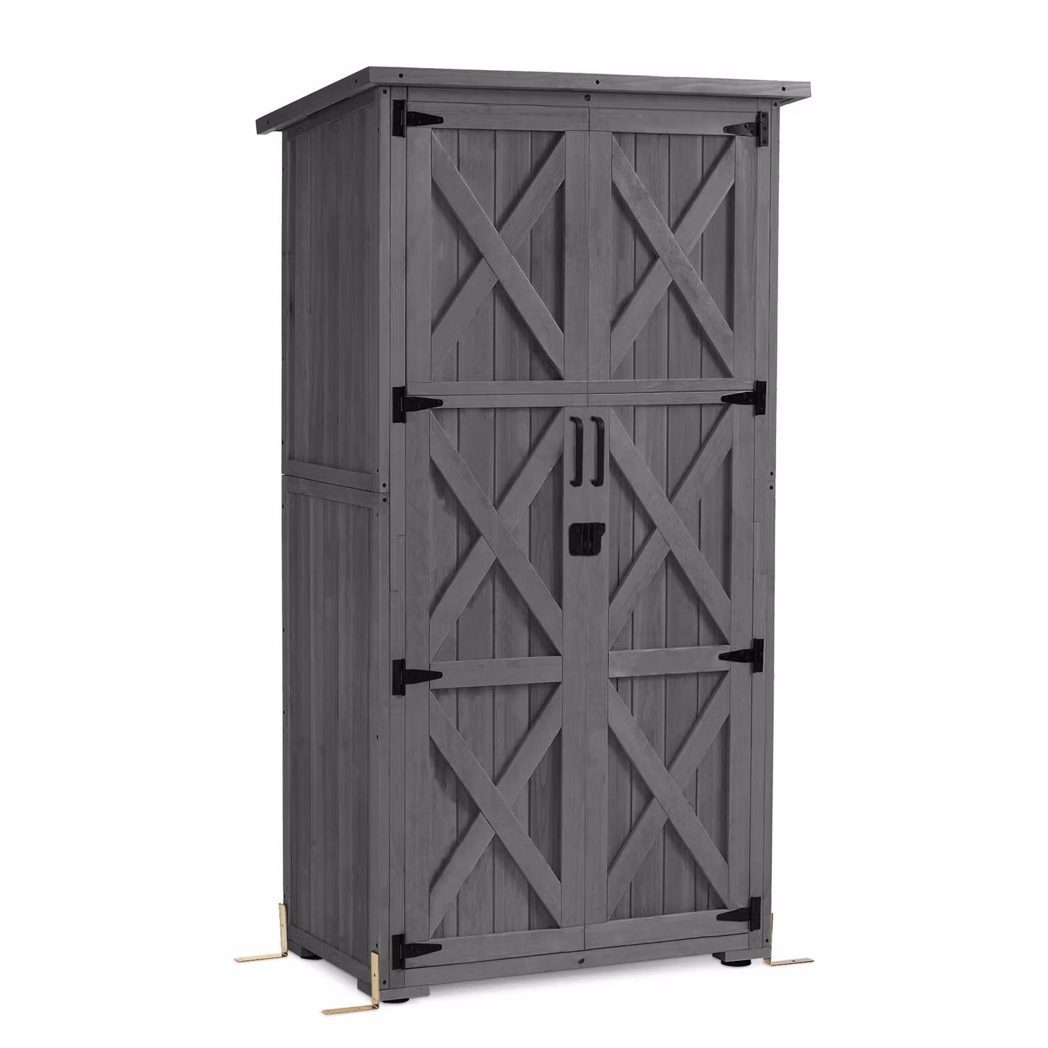 M MCombo Armadietto da giardino in legno, casetta da giardino piccola resistente alle intemperie, ripostiglio per attrezzi da esterno, per esterni, balconi e terrazze, 0878EY-F (grigio)