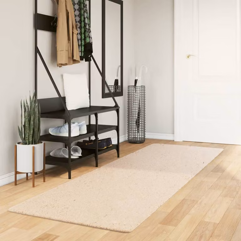 vidaXL Tappeto a Pelo Corto HUARTE Beige, Lavabile e Antiscivolo, L 80 cm x P 250 cm