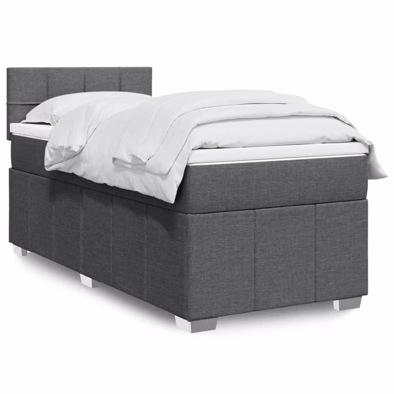 vidaXL Giroletto a Molle Ibrido con Materasso in Tessuto Grigio e Bianco L/P/H: 200 x 80 x 100,5 cm