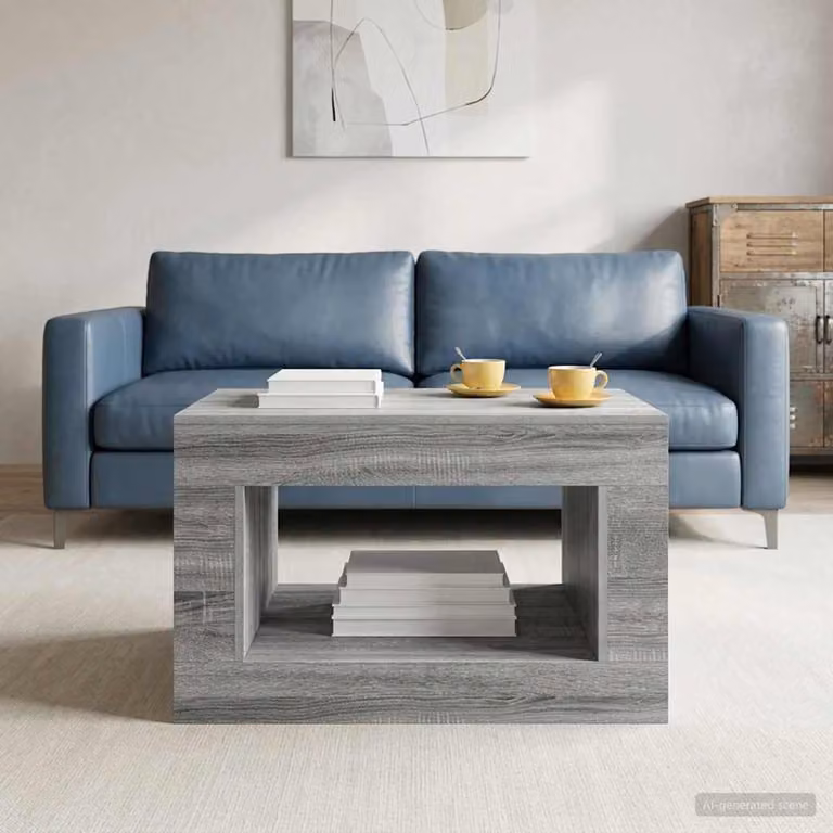 Mobile porta TV moderno vidaXL Sonoma grigio in MDF laminato lucido