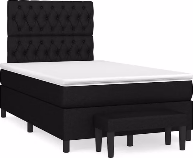 Letto Ibrido vidaXL con Giroletto a Molle e Materasso in Tessuto Nero e Bianco L/P/H: 120 x 200 x 193 cm