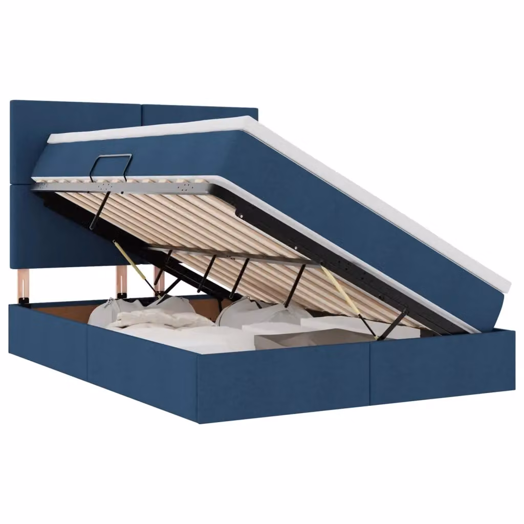 Letto con contenitore moderno vidaXL in tessuto blu L: 140 cm, P: 200 cm, H: 204 cm – 2