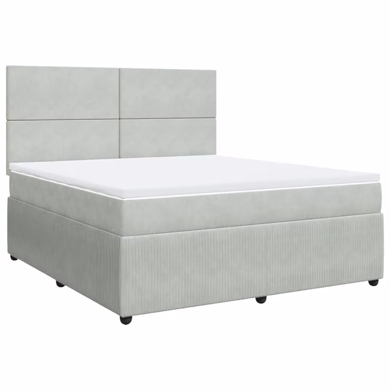 Giroletto a Molle con Materasso Grigio Chiaro 180x200cm Velluto