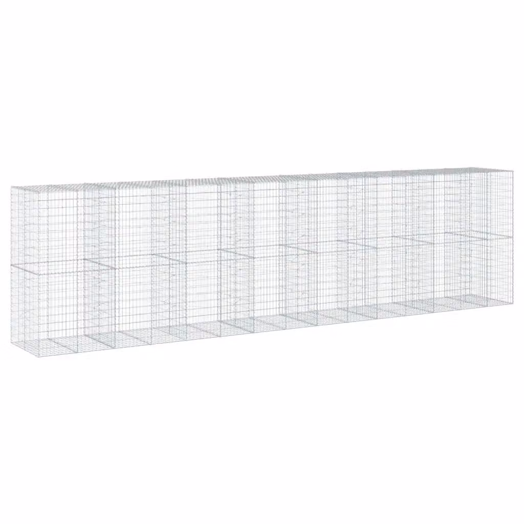 Cesto Gabbione con Copertura vidaXL in Ferro Zincato Grigio L: 750 cm, P: 100 cm, H: 200 cm – 2