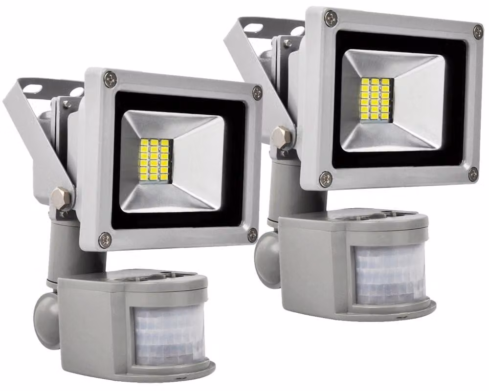 Greenmigo 2x 20W SMD LED proiettore Proiettore con rilevatore di movimento Bianco freddo Luce bianca fredda IP65 Lampada LED impermeabile Proiettore LED da giardino esterno
