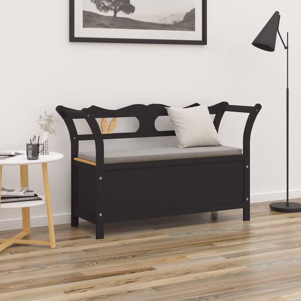 vidaXL Panca Moderna Nera con Braccioli in Legno di Abete L: 107 cm, P: 45 cm, H: 75,5 cm