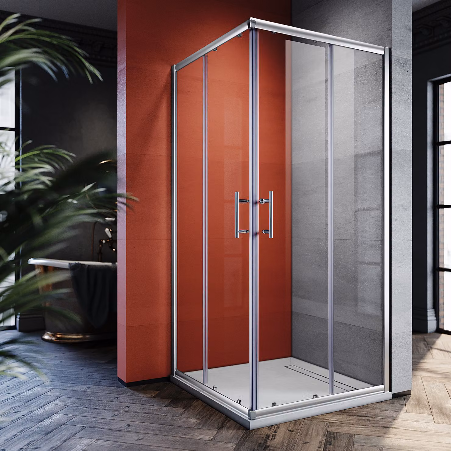SONNI doccia angolare Cabine doccia ad angolo ingresso doppio porte scorrevoli doccia 80x70cm, vetro ESG funzione di sgancio rapido protezione dagli spruzzi d'acqua, altezza 195cm