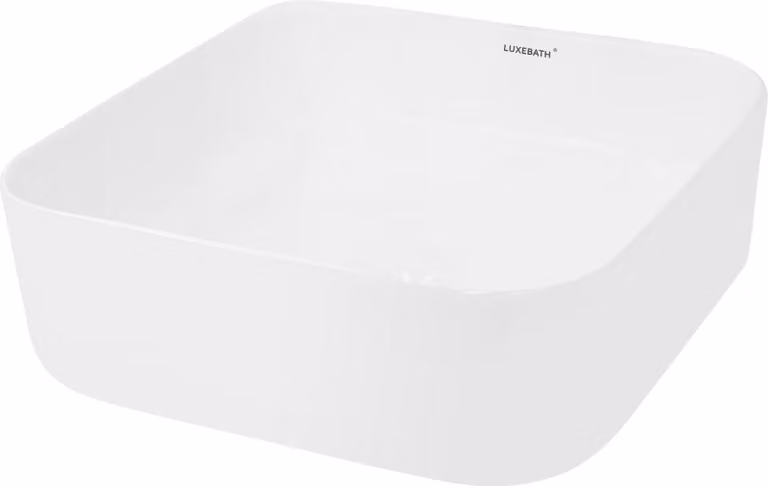LuxeBath Lavabo da appoggio Lavabo quadrato, 39x39x14 cm, bianco, Vetroceramica