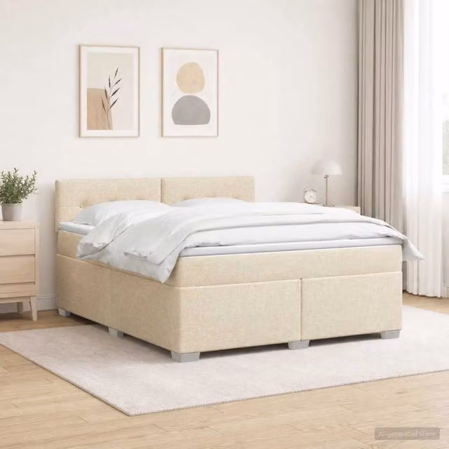 Letto con Box Spring, Materasso e LED Crema 160 x 200 cm 3451985