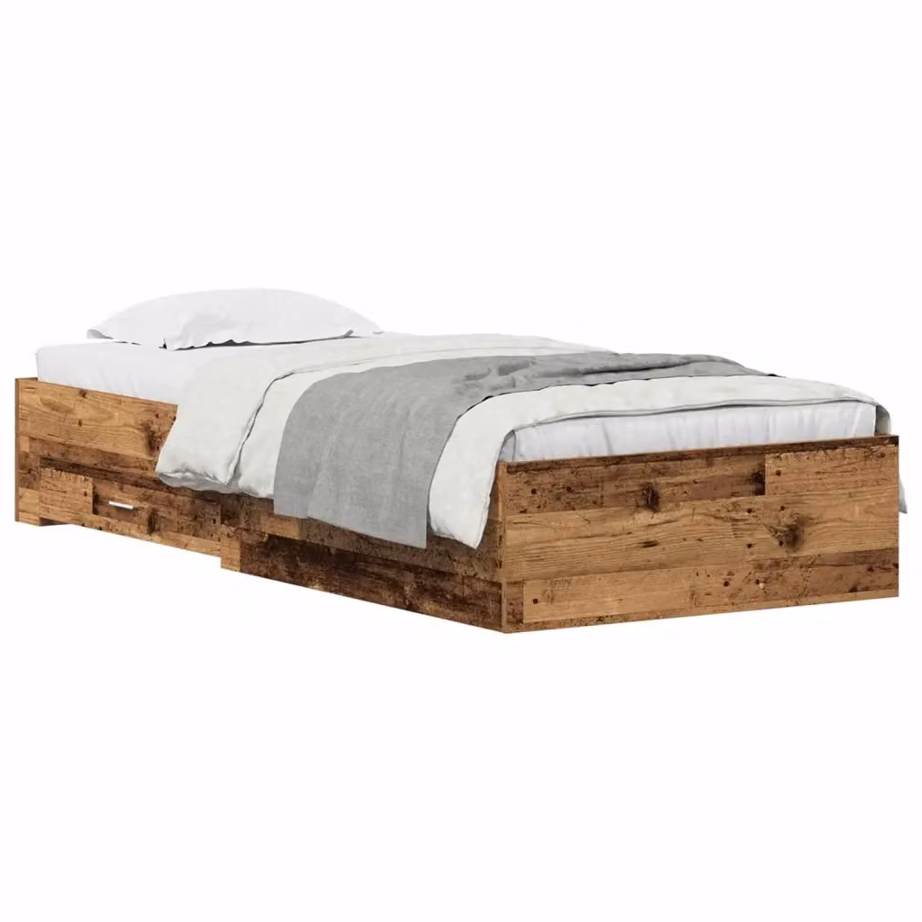 Struttura letto con cassetto vidaXL in legno effetto rustico marrone L: 100 cm, P: 200 cm, H: 103 cm – 2