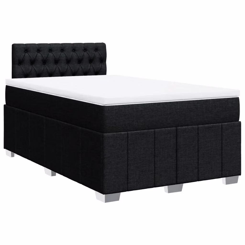 Letto a molle con materasso vidaXL in tessuto nero e bianco L: 120 cm – 2