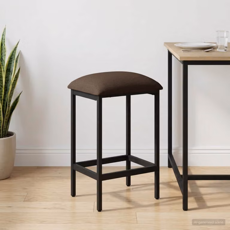 Sgabello da bar moderno vidaXL in legno MDF e metallo, colore beige e marrone, L/P/H: 40 x 32 x 74 cm